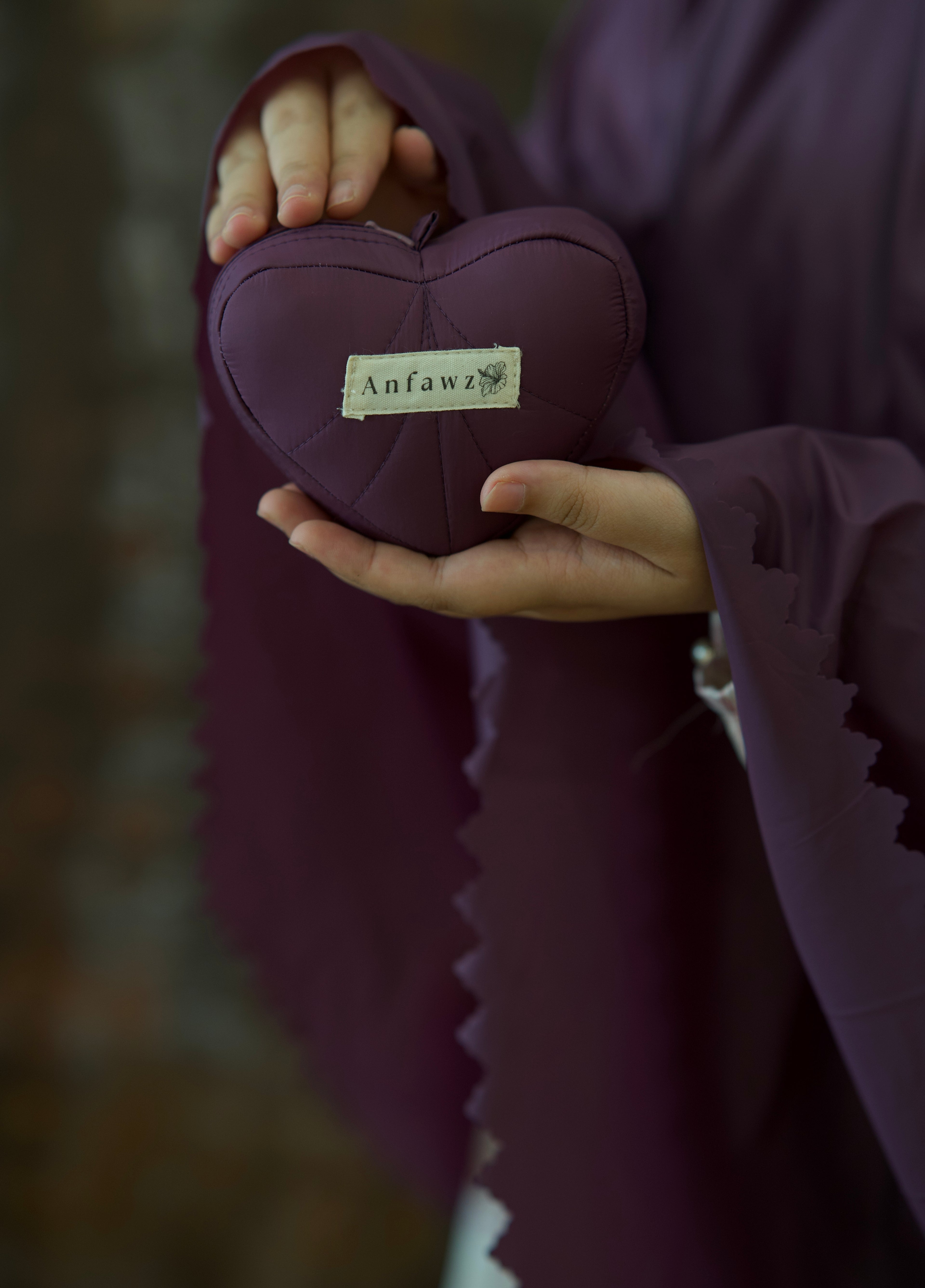 Pochette de prière Cœur – 3 pièces – Violet | ANFAWZ